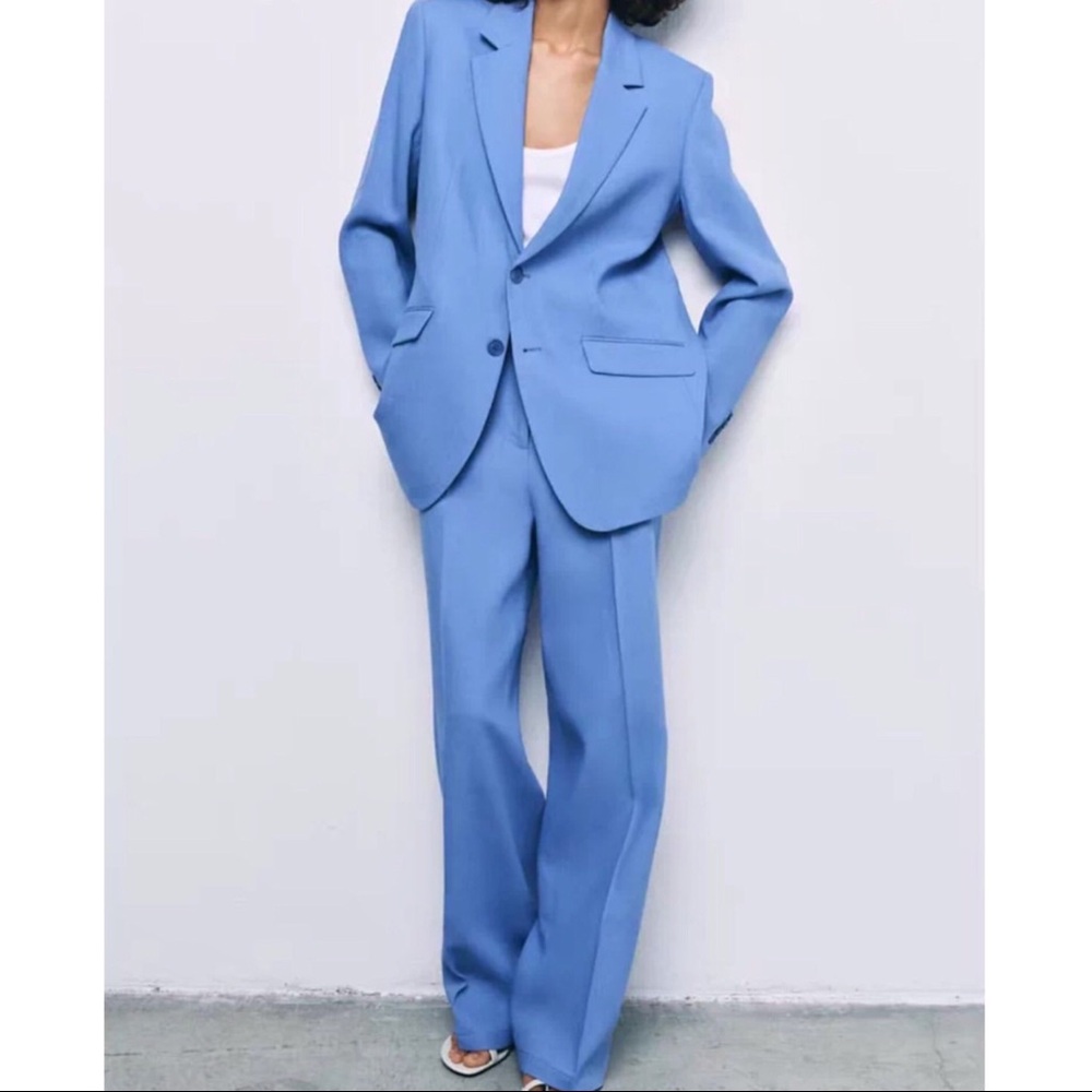 NEW Zara Collection Linen Blue Trousers | S